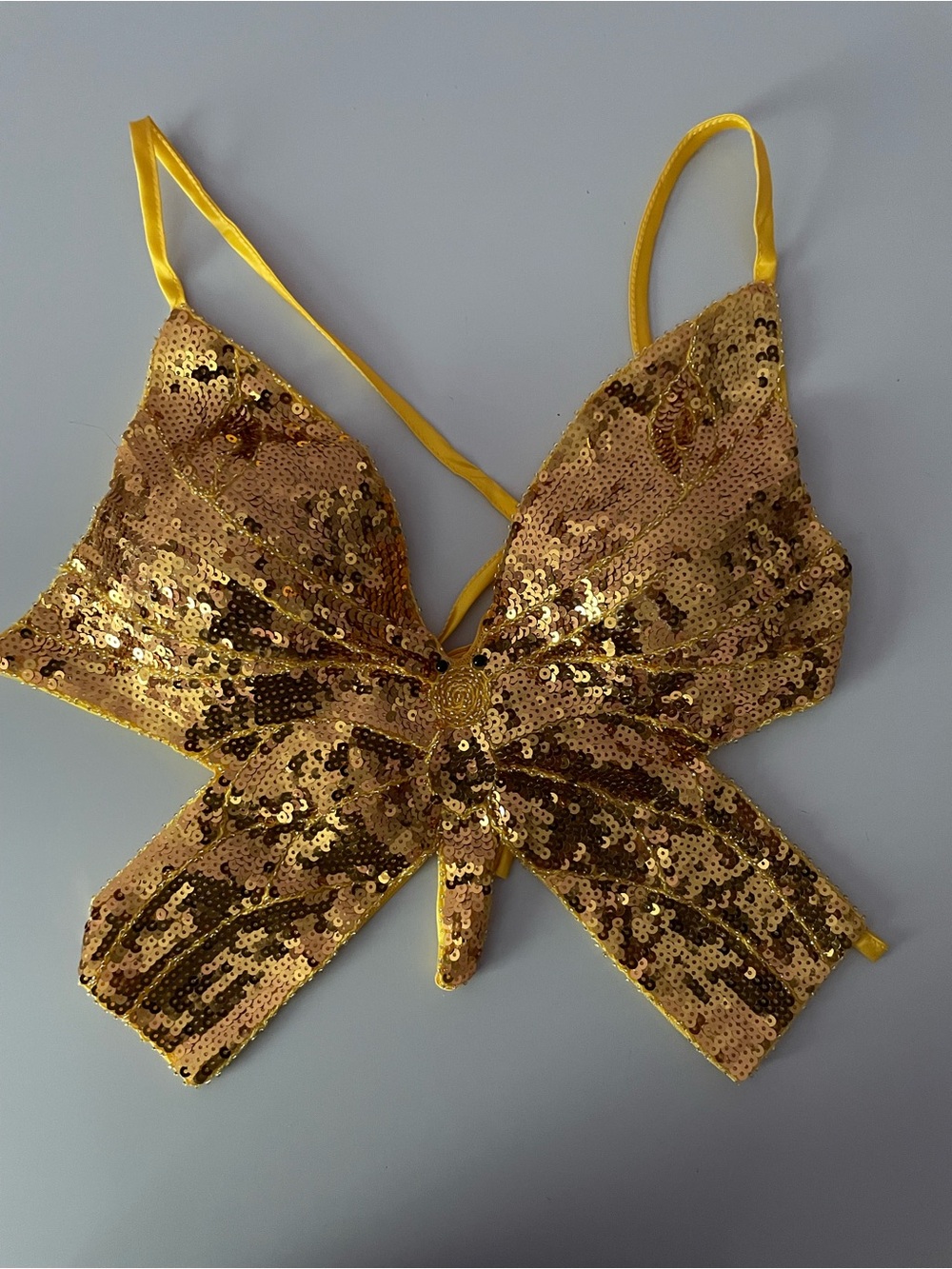 Gold Sequin Bow Crop Top for Festivals/Halloween Costume